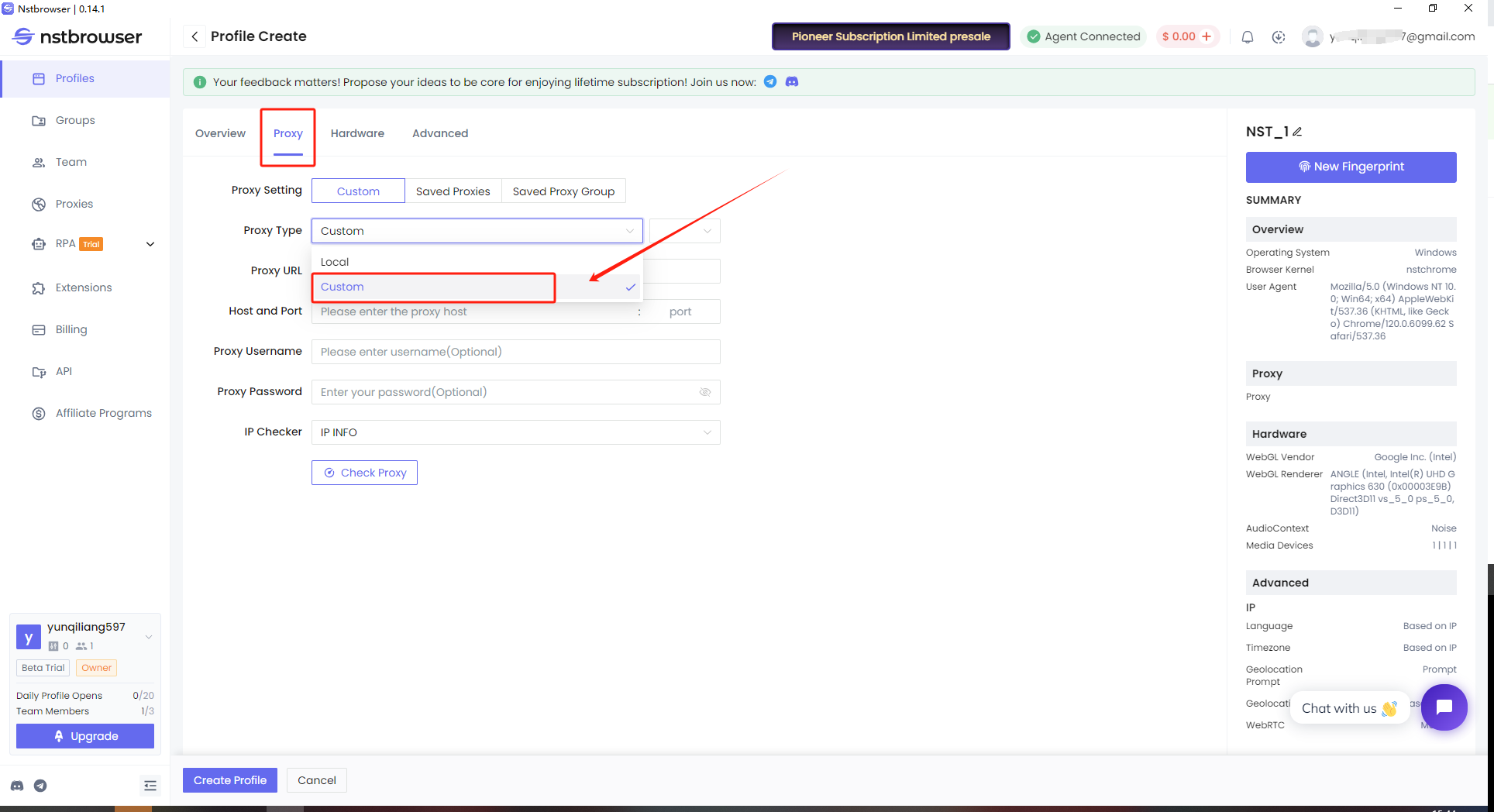 巨量ip代理在Nstbrowser指纹浏览器上设置隧道代理教程