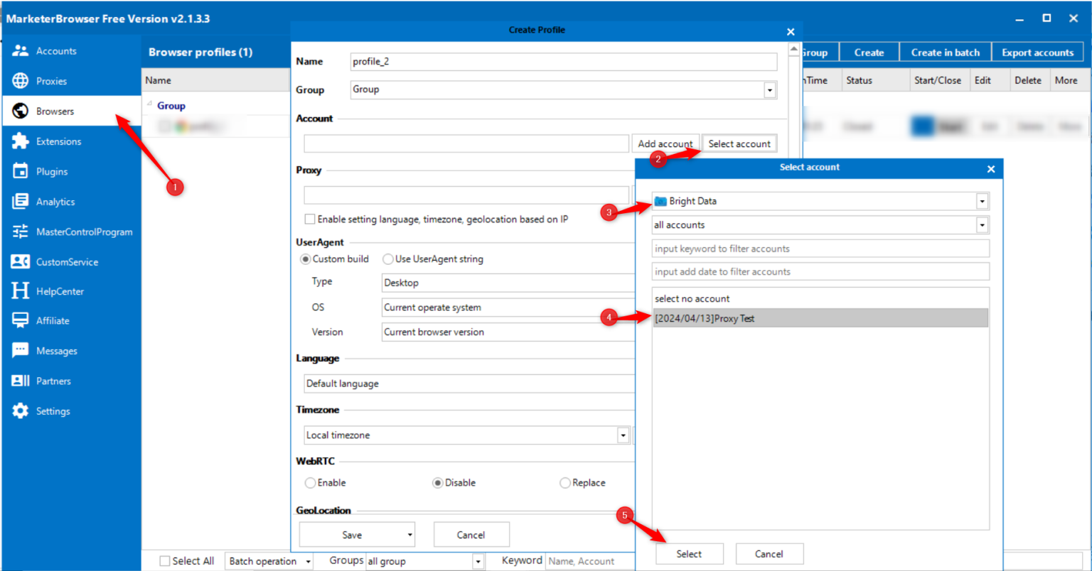 巨量ip代理在Marketerbrowser设置独享代理教程