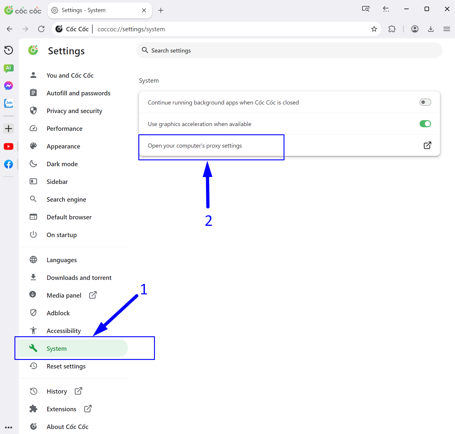 巨量ip代理在Cốc Cốc 浏览器设置动态按量付费代理教程